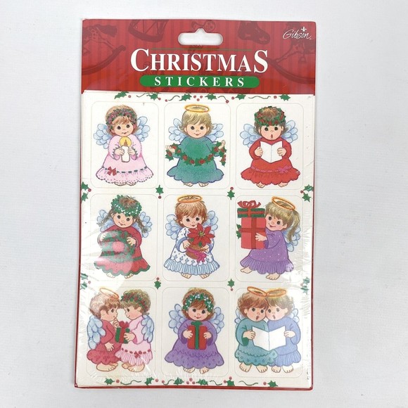 VTG 90s Gibson Christmas Sticker Packs Set of 3 NEW SEALED - Nativity & Angels - Picture 9 of 14